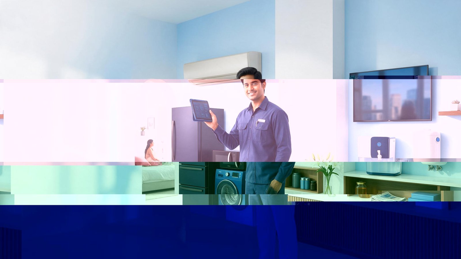 Home appliance repair and service for AC, fridge, washing machine, microwave, LED TV, RO and geyser in Kolkata